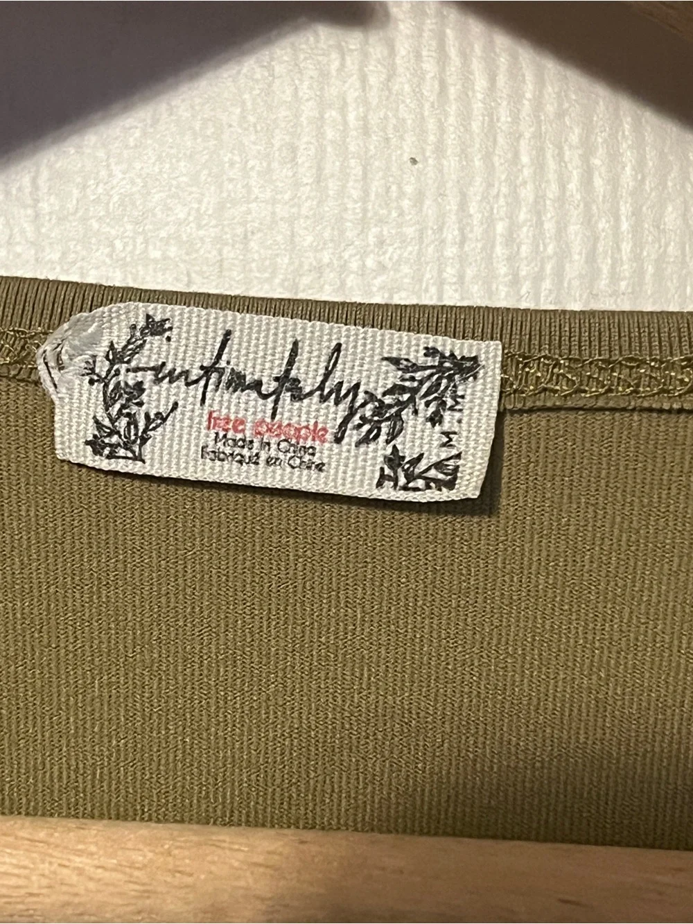 Free People Olive Green Square Neck Bodysuit M